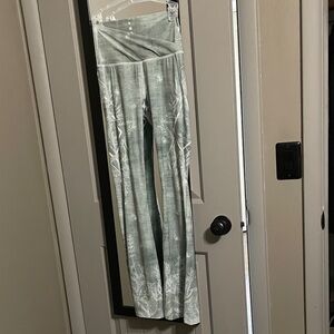 Yoga Democracy Light Sage Green Split Flare Yoga Pants